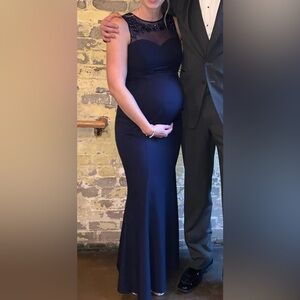 Elegant Navy Blue Maternity Dress